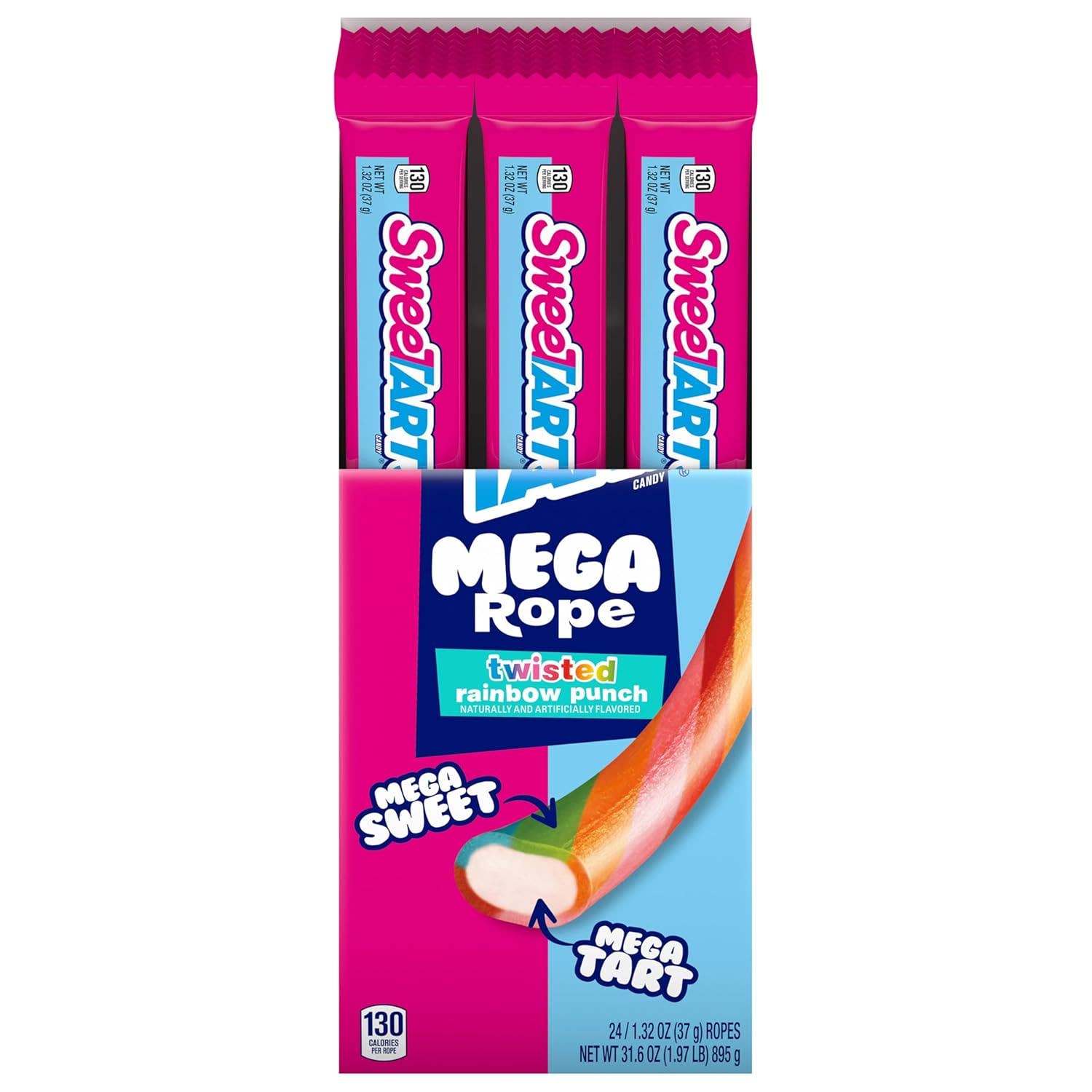 Sweetarts Mega Ropes Twisted Rainbow Punch