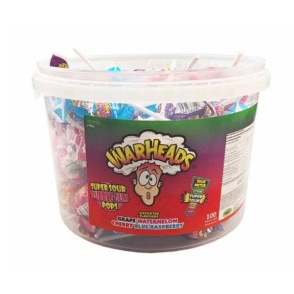 Warheads Super Sour Bubblegum Lollipop