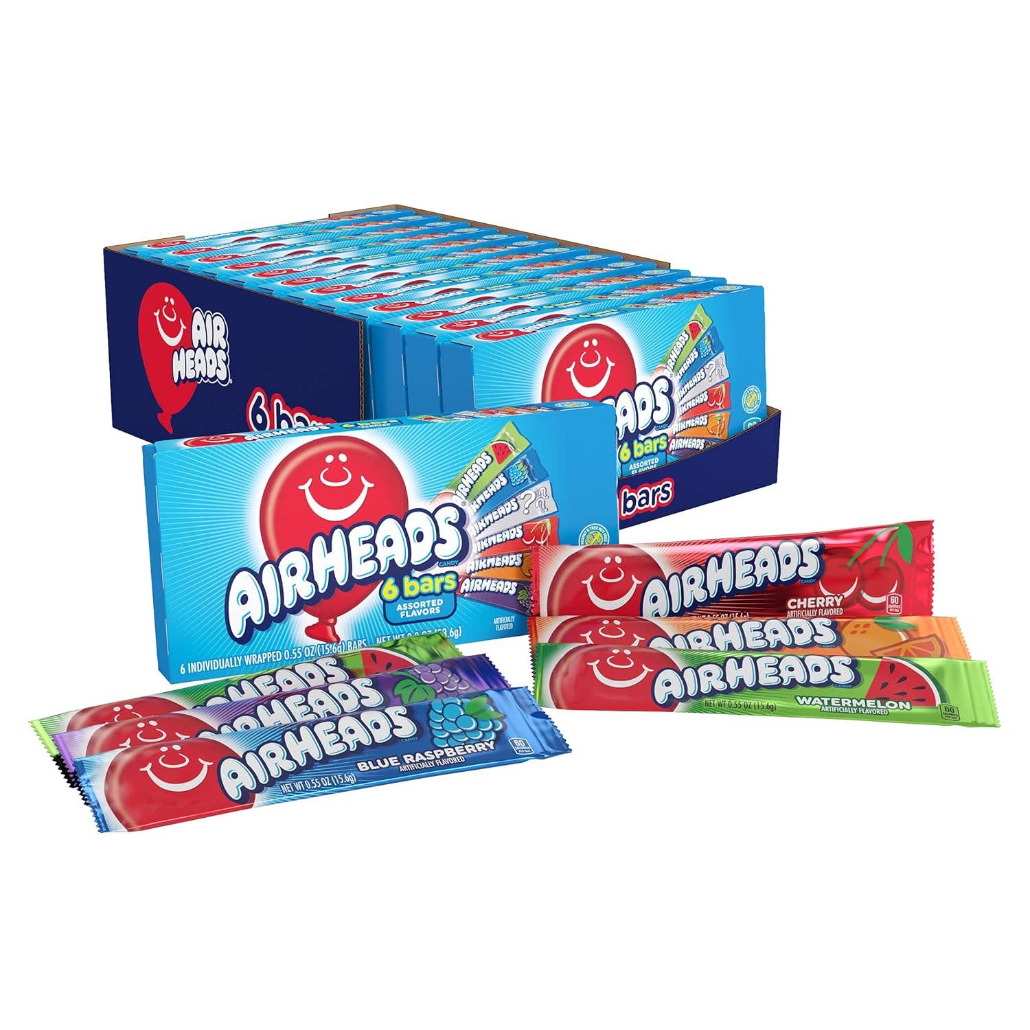 Airheads Chewy Fruity Candy 6 Bar Theater box