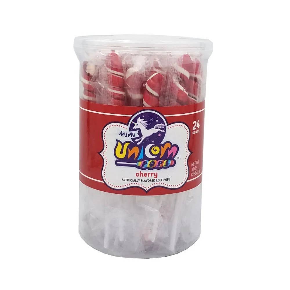 Unicorn Pops Spiral Twist Cherry Red Lollipop 6.5"