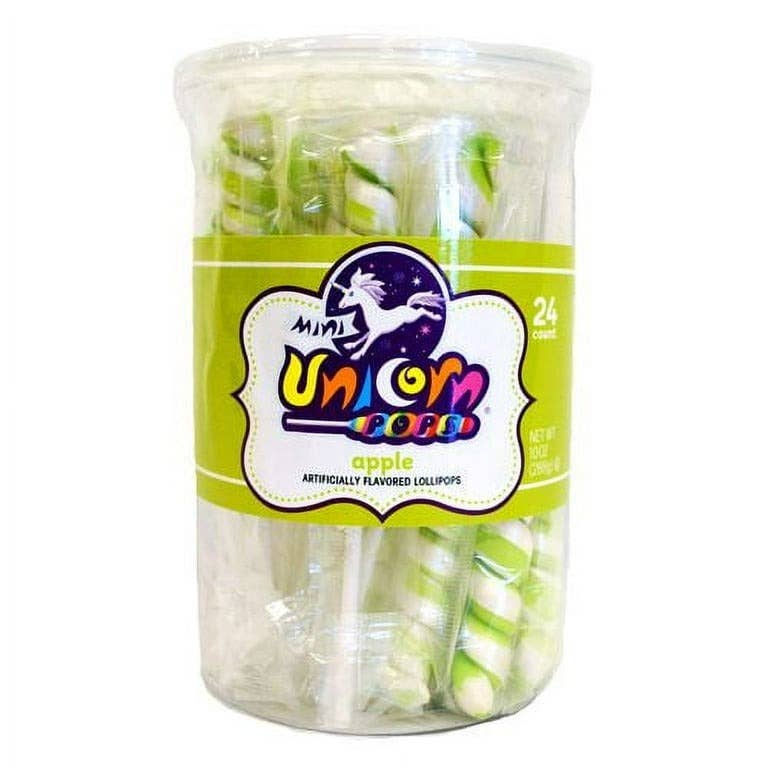 Unicorn Spiral Twist Bright Green Apple Lollipop 6.5"